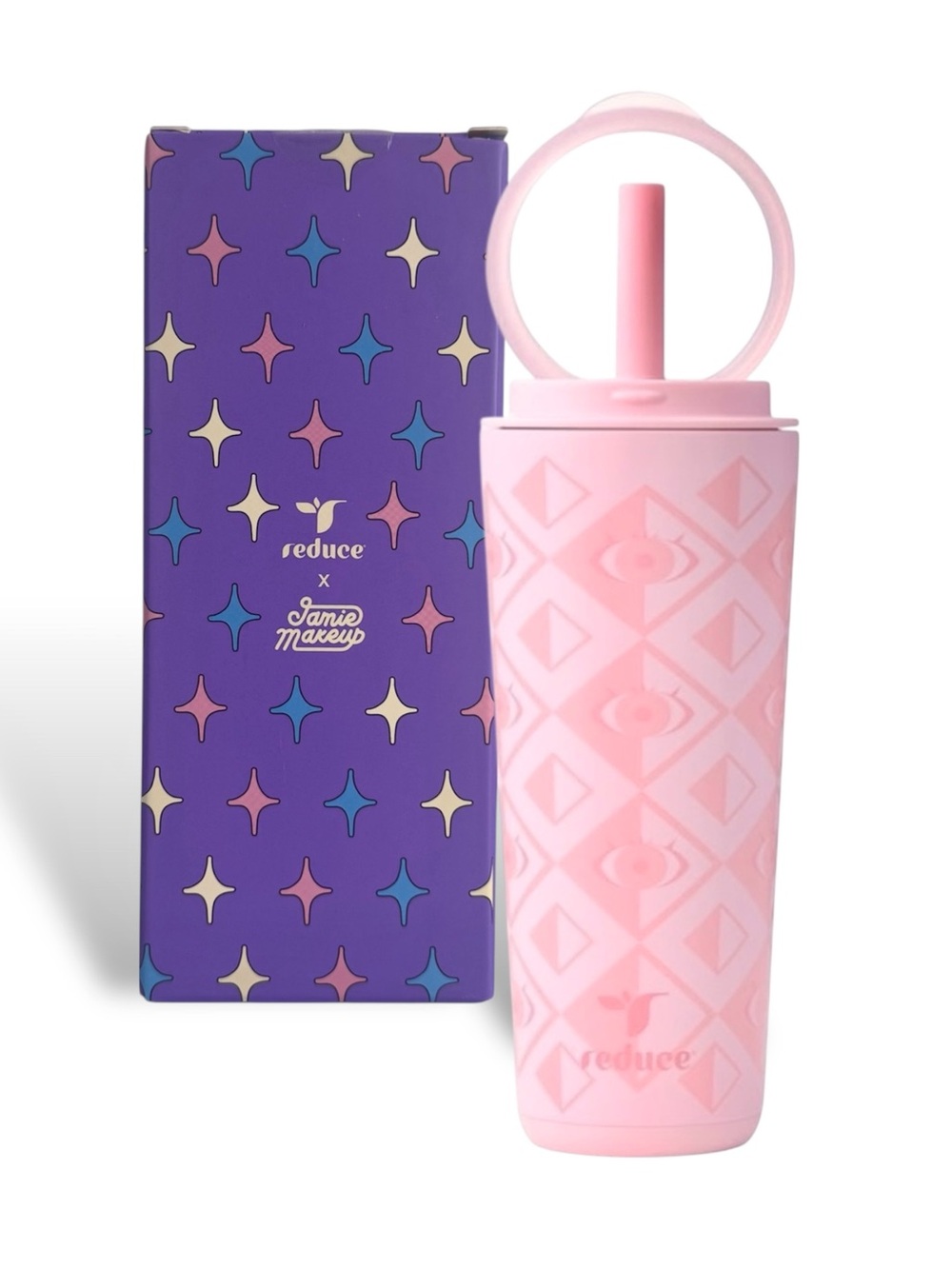 Reduce Jamie Makeup 22oz Tumbler Halo Pop-Up Handle Mystic Eye Candy Pink NWT